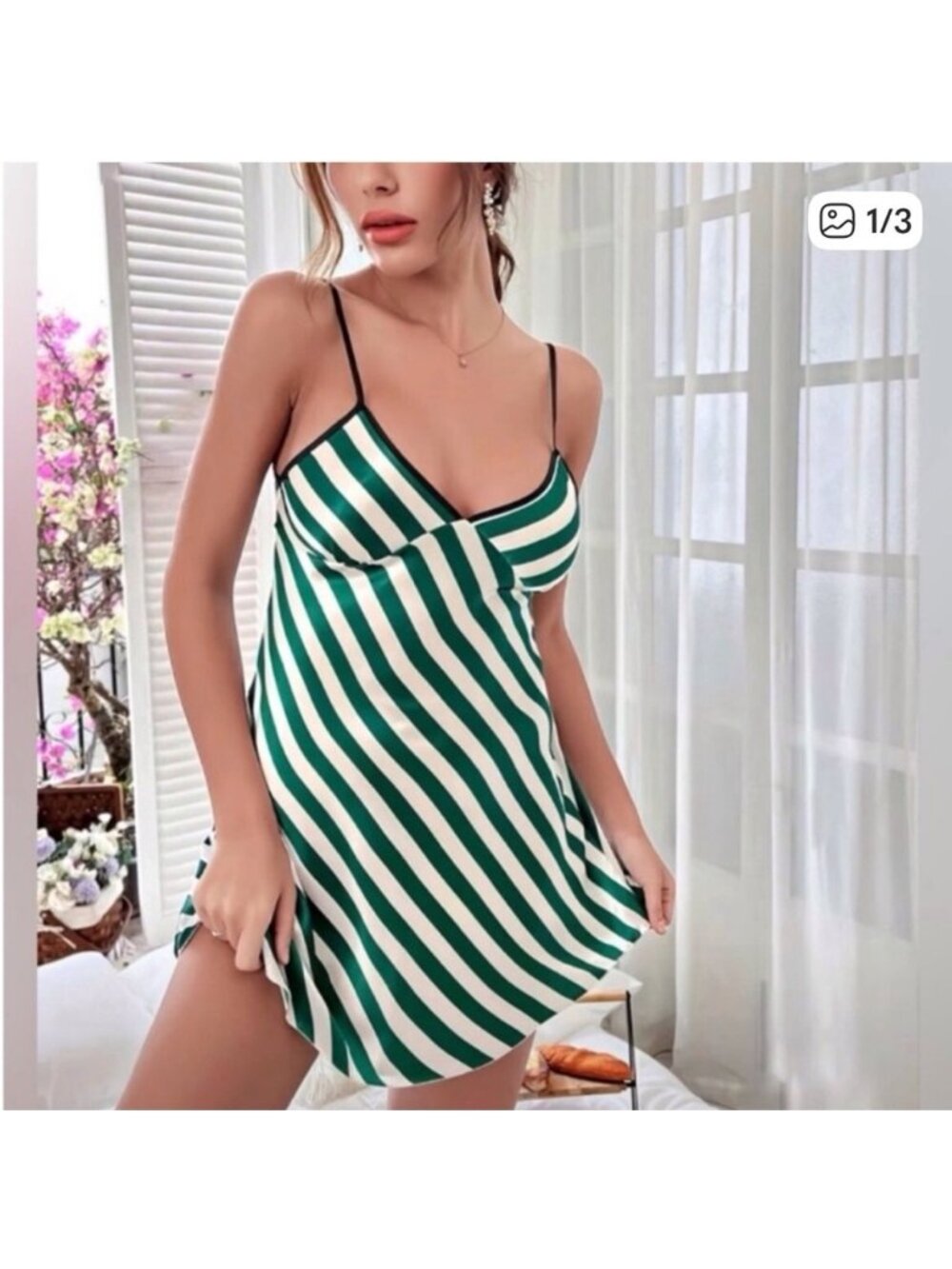 Gorgeous Green Striped Nightie Lingerie